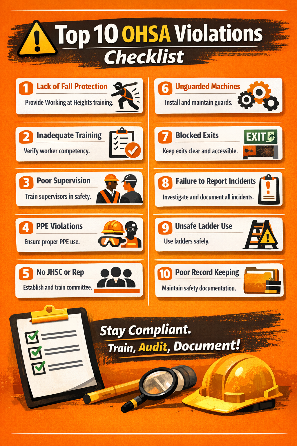 Top 10 OHSA Violations in Ontario Workplaces & How to Avoid